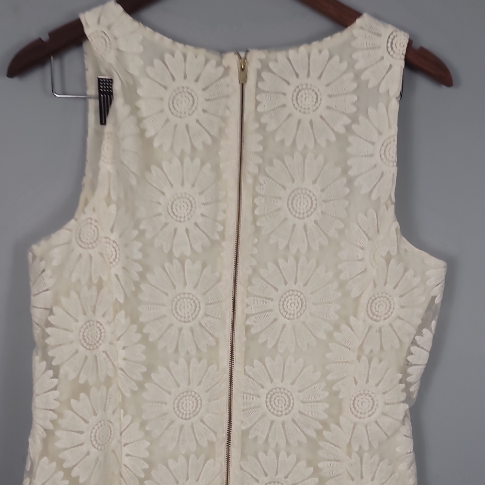 Banana Republic Cream Sheath Scoop Neck Lace Floral Embroidered Mini Dress - Picture 13 of 14